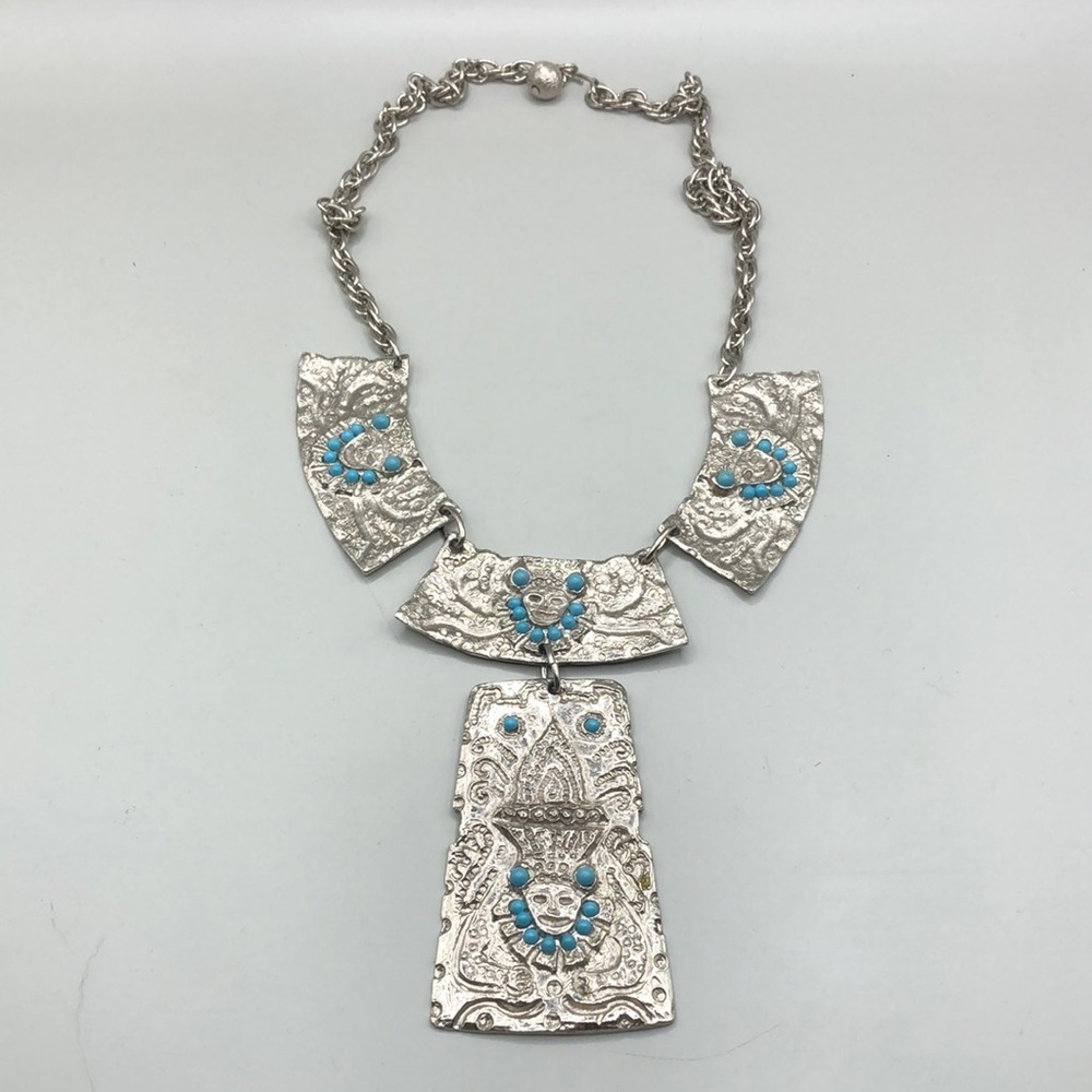 La Royale Vintage Incas ? Maya ? Tribal Statement Necklace Art to Wear Brutalist